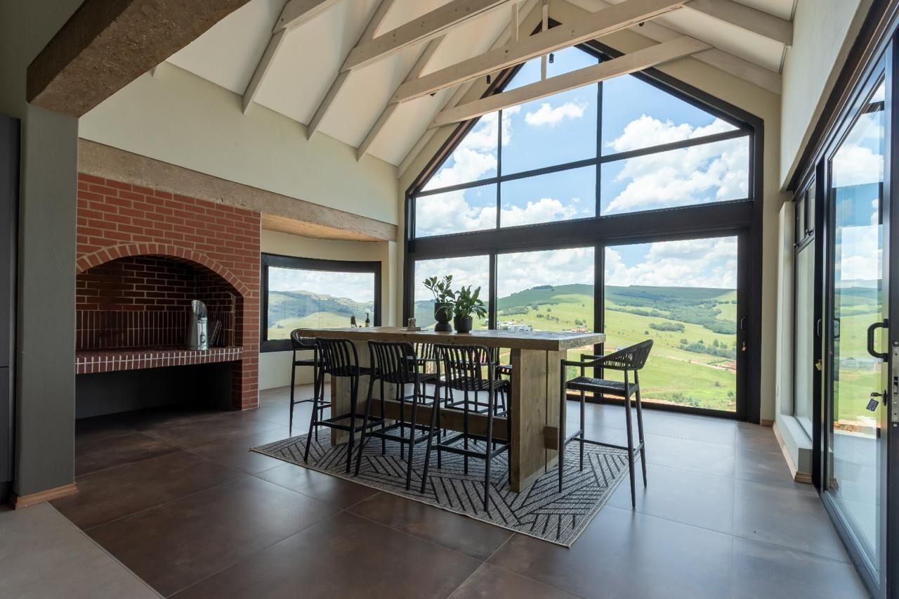Glass gable window looking over the valley